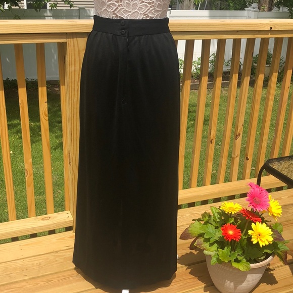 Vintage 60s 70s Celanese Celara Knit High Waist Maxi Skirt, Slit in Front - Picture 6 of 8